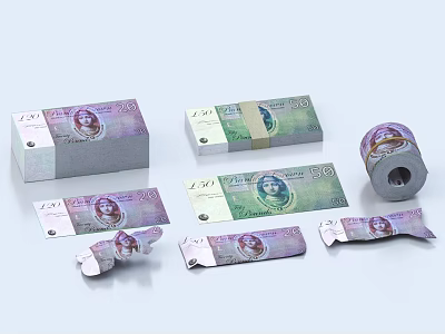 Currency Ornament Decoration Set With Stacked Rolled And Scattered Various Denominations 3d model