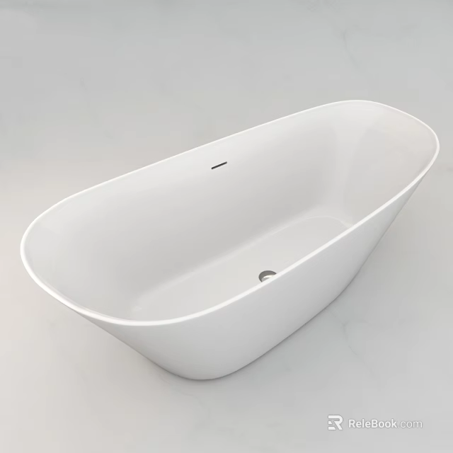 White Freestanding Bathtub With Modern Oval Design And Sleek Surface For Contemporary Bathroom 3d model 