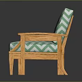 Modern Minimalist Furniture Set With Teal White Zigzag Pattern Sofa And Wooden Coffee Tables