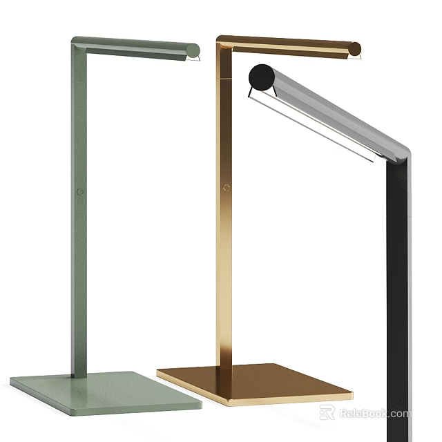 Modern Minimalist Desk Lamps With Gold Green Black Metal Bases And Sleek Design 3d model 