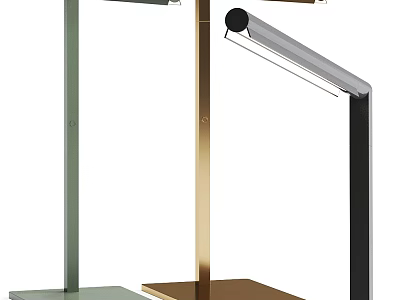 Modern Minimalist Desk Lamps With Gold Green Black Metal Bases And Sleek Design 3d model