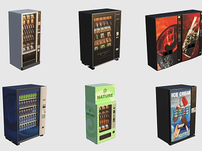 Commercial Vending Machines With Modern Designs And Variety Of Snacks Drinks 3d model