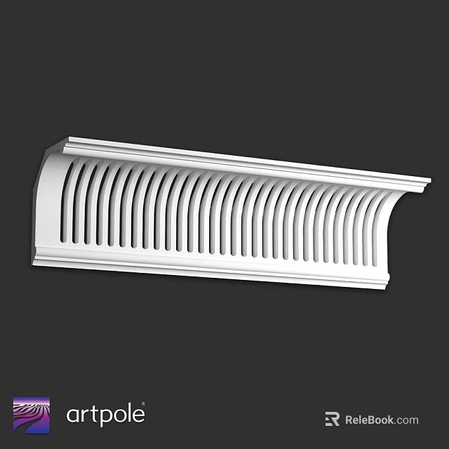 White Architectural Component With Striped Design And Ornamental Trim For Interior Use 3d model 