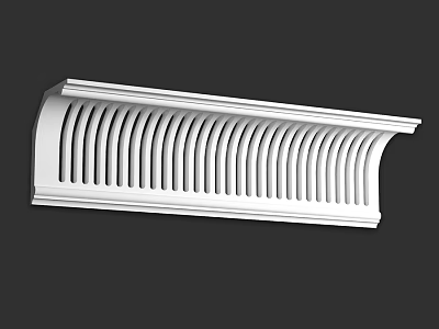 White Architectural Component With Striped Design And Ornamental Trim For Interior Use 3d model