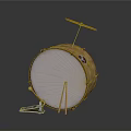 Acoustic Bass Drum With Wooden Shell Pink Drumhead Metal Cymbal Stand And Red Drumsticks