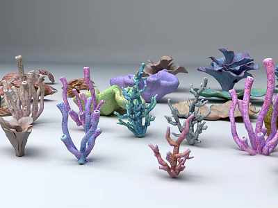 Underwater Dragon Palace Reef Reef Water Grass Shell 3d model