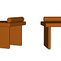 Two Modern Brown Leather Stools With Simple Legs And Cushioned Rectangular Seats 3d model