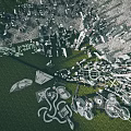 Birds Eye View Urban Planning With Architectural Layout Green Spaces And Modern Structures