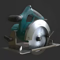 Green Electric Circular Saw As Industrial Cutting Equipment With Ergonomic Handle And Metal Base