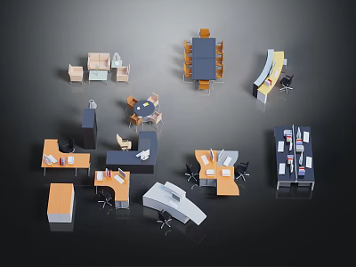 Diverse Office Furniture Collection Featuring Desk Chair Sets Conference Tables And Storage Units 3d model