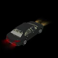 Black Sedan Car Driving At Night With Bright Headlights And Taillights