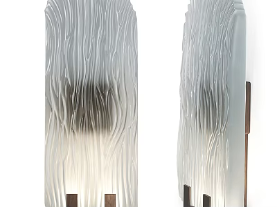 Modern Wavy Glass Wall Lamps With Textured Design And Wooden Base For Home Lighting 3d model