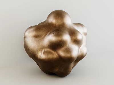 Golden Abstract Irregular Shaped Decorative Sculpture With Shiny Textured Surface 3d model