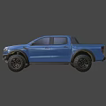 Blue Off Road Pickup Truck With Black Wheels And Sporty Exterior Design