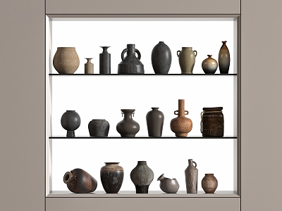 Combined clay pot with ceramic ware 3d model