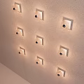 Multiple Square Frame Ceiling Lights With Transparent Shades Installed On Ceiling 3d model