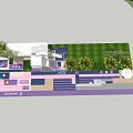 Colorful Kids Play Area With White Playhouse Trees And Colorful Cubes