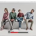 Modern multi-person sitting figure 3d model