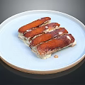 Delicious Layered Dessert On White Plate With Brown Topping And Cream Base