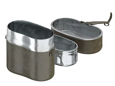 Camping Dinnerware Set Featuring Metallic Finish Various Shapes And Handle Design 3d model