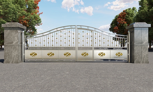 Iron Gate Effect Diagram White Steel Gate Effect Diagram Villa Gate Effect Diagram 3d model