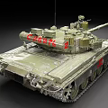 Military Tank With Green Camouflage Long Barrel Z Symbol And Sibir Text