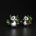 Two Cute Turtle Figurines Holding Green Leaves And Small Baskets On Black Surface