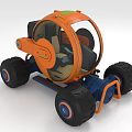 Orange Futuristic Off Road Vehicle With Transparent Cabin And Large Tires