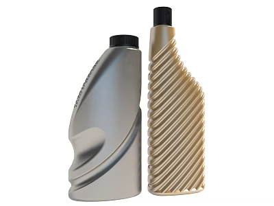 Industrial Equipment Oil Bottles Featuring Silver And Gold Spiral Pattern Design 3d model