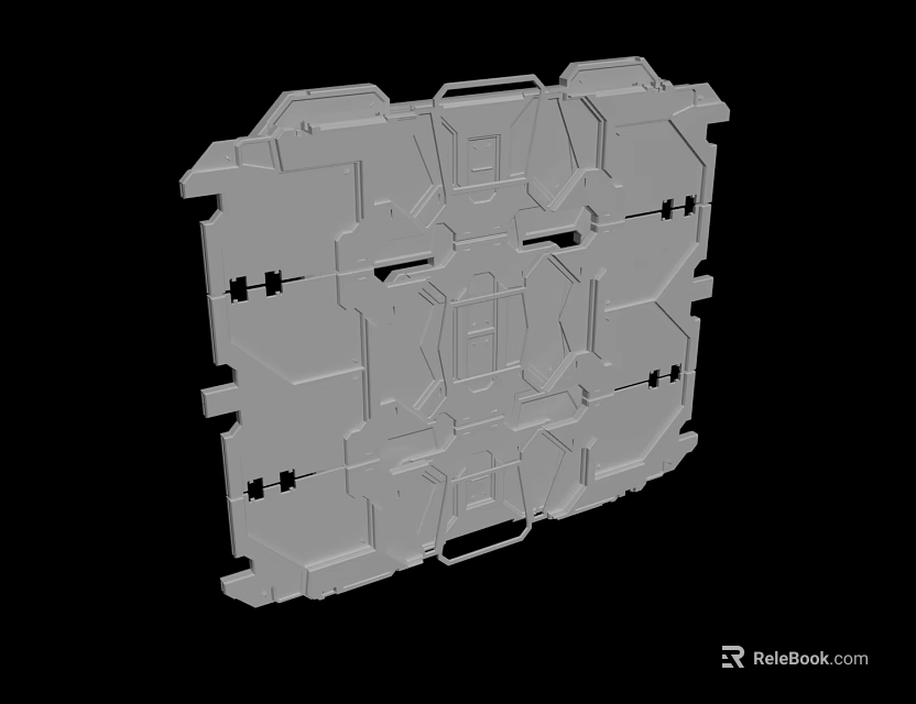 Gray Industrial Mechanical Part With Detailed Complex Structure And Grooves 3d model 