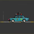 Stylish Blue Modified Racing Car With Roof Storage And Number 25 Decal
