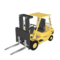 Industrial Equipment Yellow Forklift With Lifting Forks And Operator Cabin