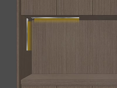 Modern Kitchen Area With Wooden Cabinets And Under Cabinet LED Light Strip 3d model