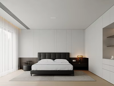 Bedroom Double Bed Wardrobe 3d model