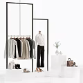 Clothing Rack With Hanging Clothes And Fashion Accessories