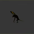 Fantasy Monster 3D Model With Green Orange Wings Glowing Eyes And Sharp Claws In Spread Pose