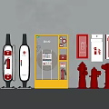 Comprehensive Fire Equipment Assortment with Hydrants Extinguishers First Aid Kits and Cabinets 3d model