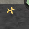 Gray Tile Floor In Modern Interior With Gold Balloon Dog