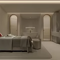 Modern SPA Sauna Interior With Massage Bed Bathtub And Vanity Design