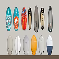 Sports Equipment Colorful Surfboards With Various Designs Wall And Floor Arrangement For