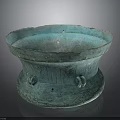 Ancient Style Bronze Furniture Decorative Basin with Green Patina Intricate Carvings and Loop Handles