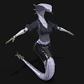 Humanoid Snake Character With Mechanical Arms And Snake Tail In Black Clothing