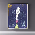 Artistic Female Portrait Painting With Blue Tones Textured Brushstrokes And Abstract Details