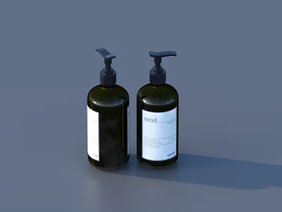 Two Black Hand Soap Bottles With White Labels And Pump Dispensers For Daily Use 3d model
