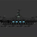 Detailed Large Water Vessel Warship with Turrets Superstructure and Flight Deck Design
