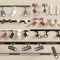 Modern Track Mounted Downlights And Spotlights With Multiple Colors For Home Lighting 3d model