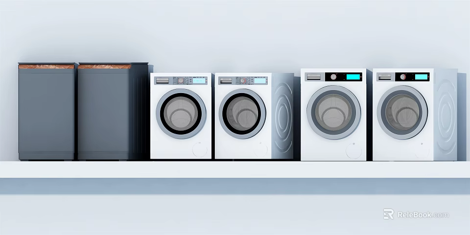 Sleek Modern Washing Machines In White And Black With Digital Controls For Home Laundry Rooms 3d model 