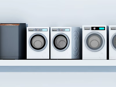 Sleek Modern Washing Machines In White And Black With Digital Controls For Home Laundry Rooms 3d model