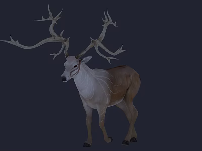 Brown And White Patterned Reptile With Large Horns On Dark Background 3d model