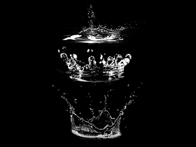 Decorative Garden Ornament Featuring Water Splash In Black And White Background 3d model